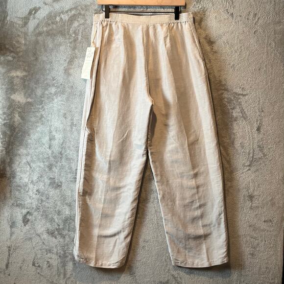 J. Jill Women’s Wide Leg Pants Size 14 Silk Linen Blend Fog Gray New - Picture 4 of 9